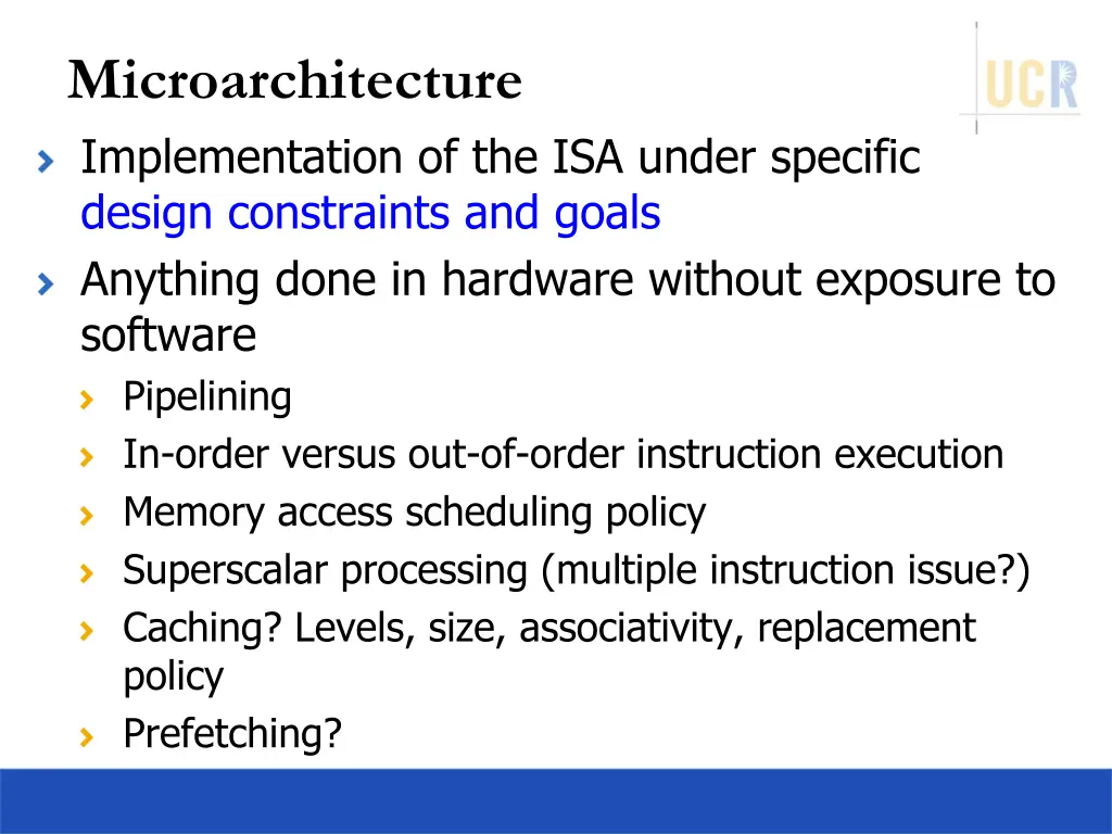 microarchitecture implementation of the isa under