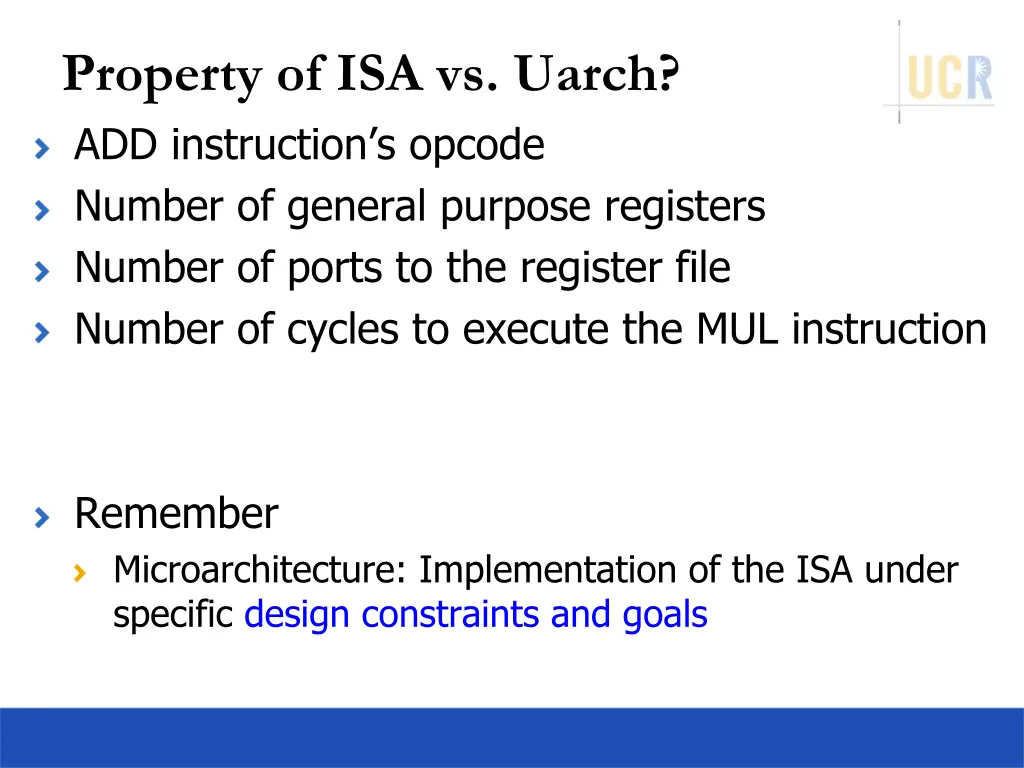 property of isa vs uarch add instruction s opcode