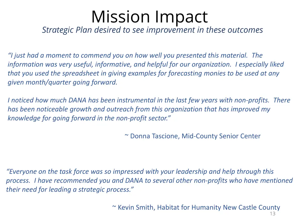 mission impact strategic plan desired