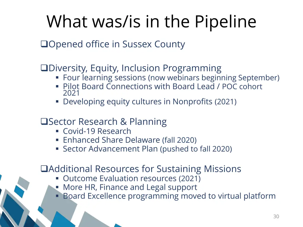 what was is in the pipeline