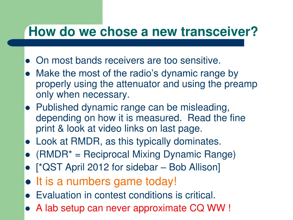 how do we chose a new transceiver