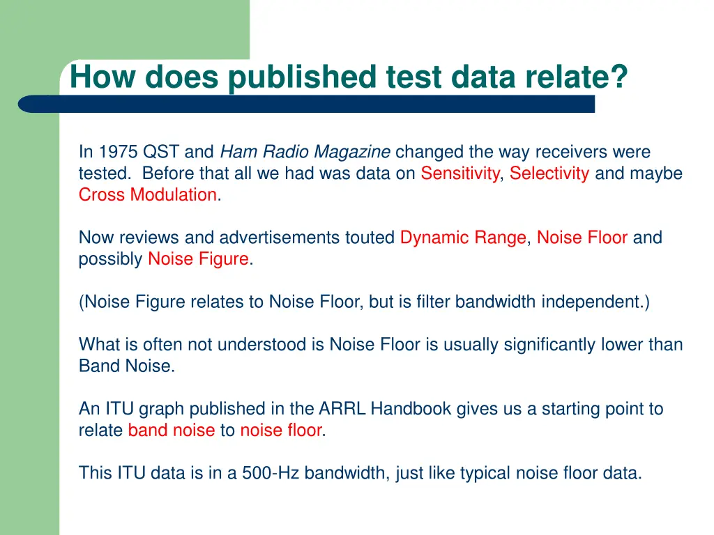 how does published test data relate