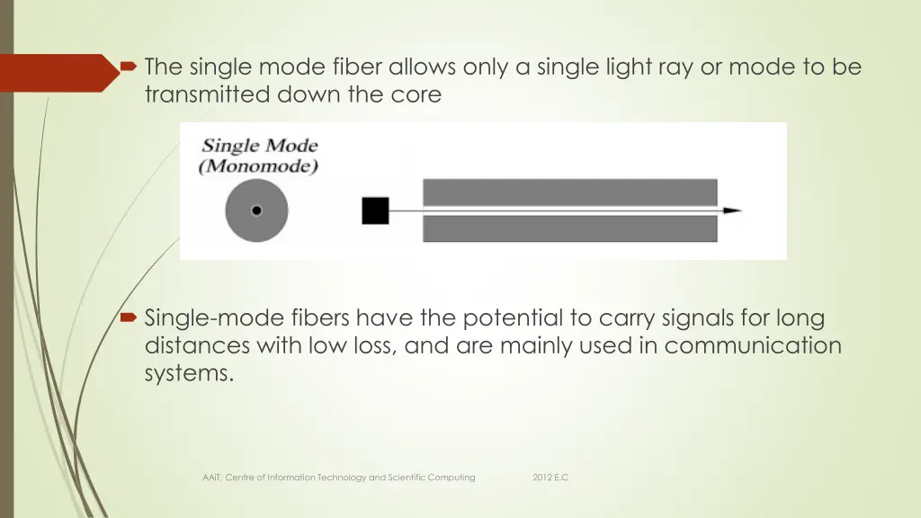 the single mode fiber allows only a single light