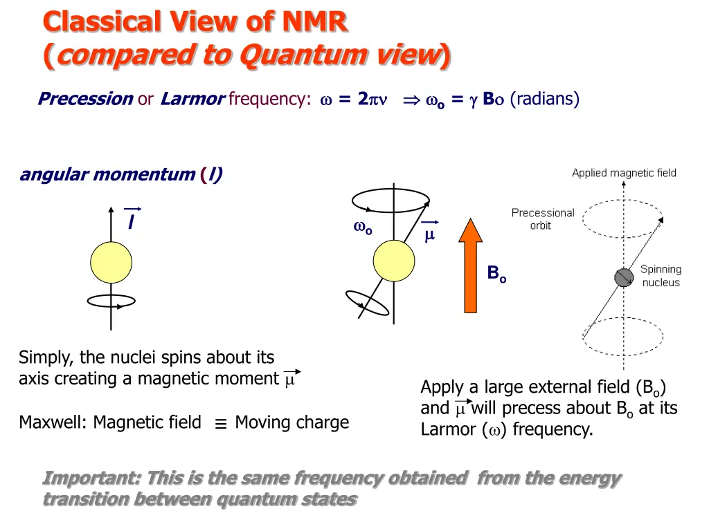 classical view of nmr compared to quantum view