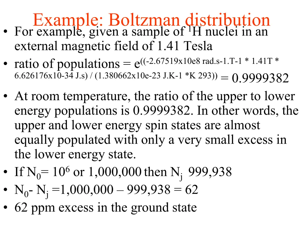 example boltzman distribution for example given 1