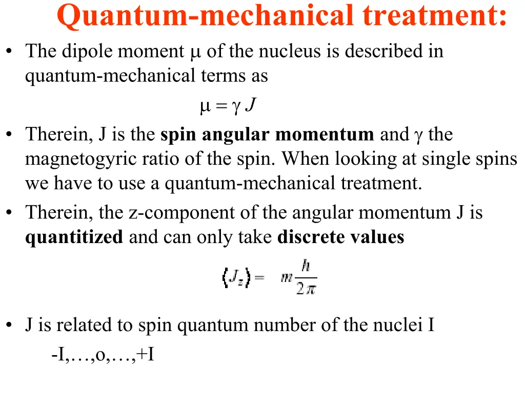 quantum mechanical treatment the dipole moment