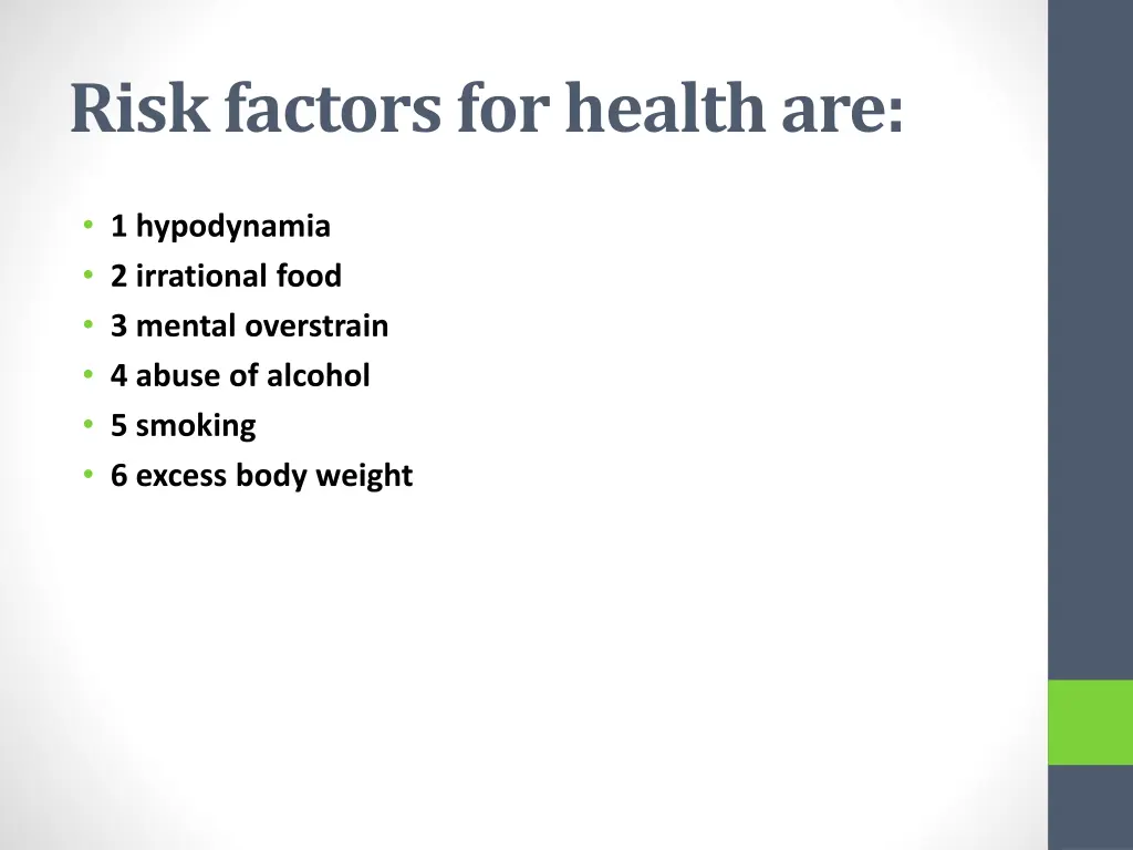 risk factors for health are
