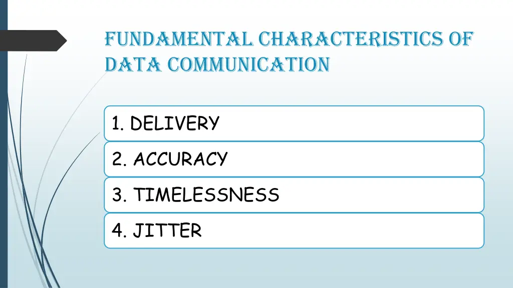 fundamental characteristics of data communication