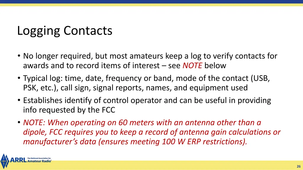 logging contacts