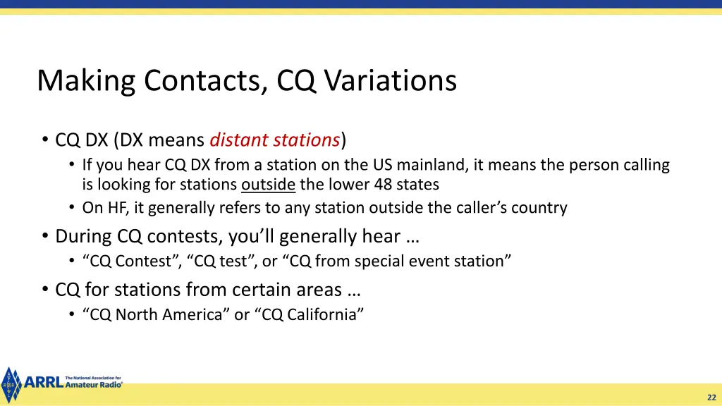 making contacts cq variations