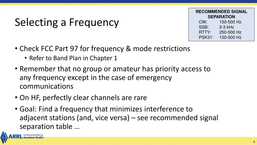 recommended signal separation
