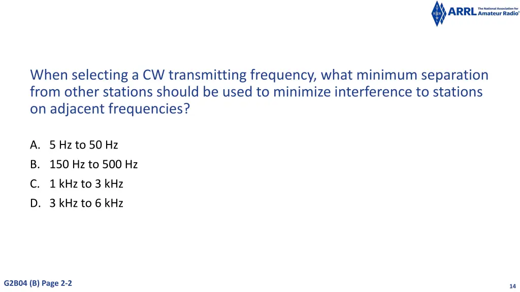 when selecting a cw transmitting frequency what