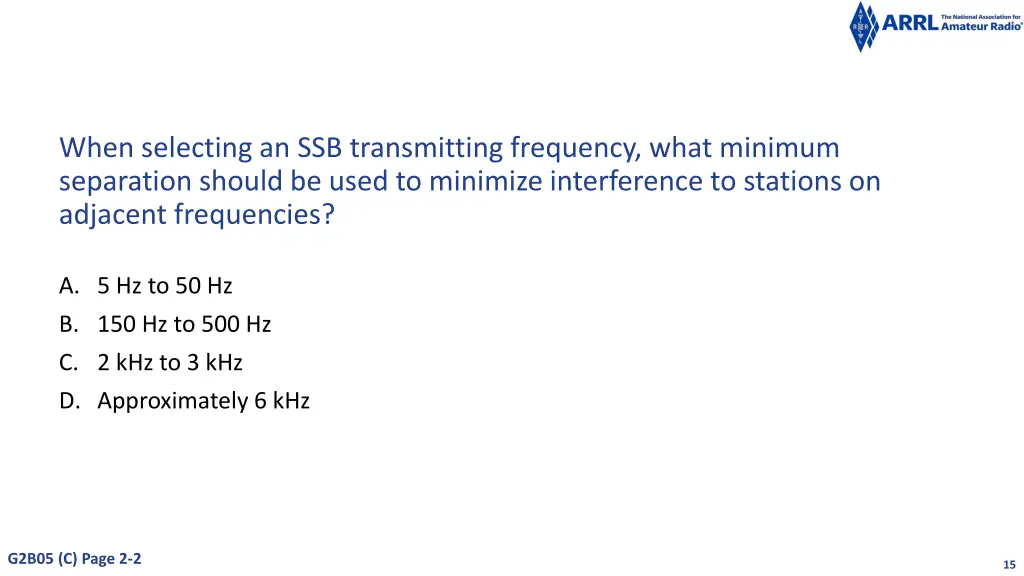when selecting an ssb transmitting frequency what