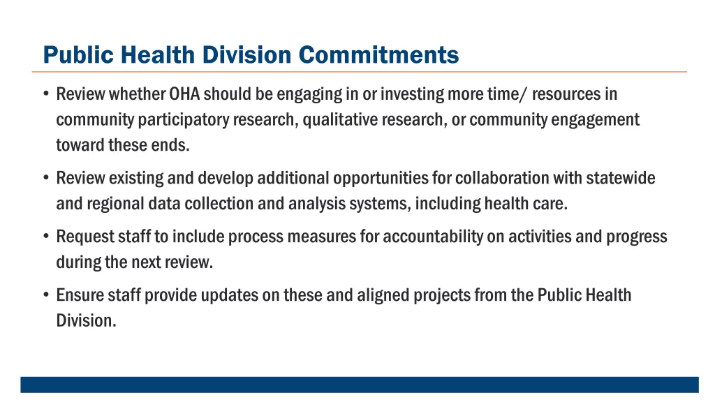 public health division commitments