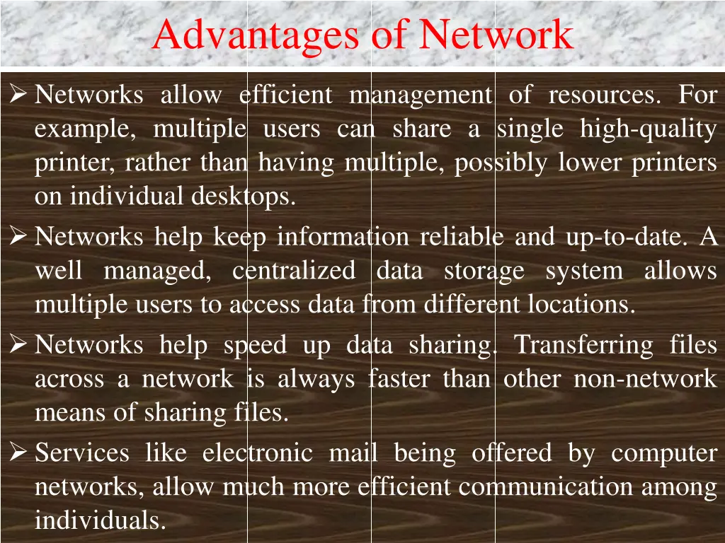 advantages of network