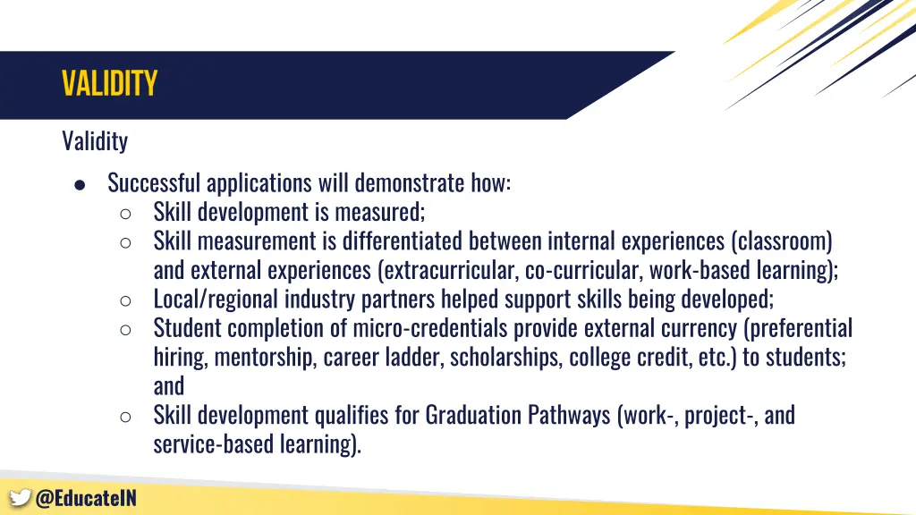 validity successful applications will demonstrate