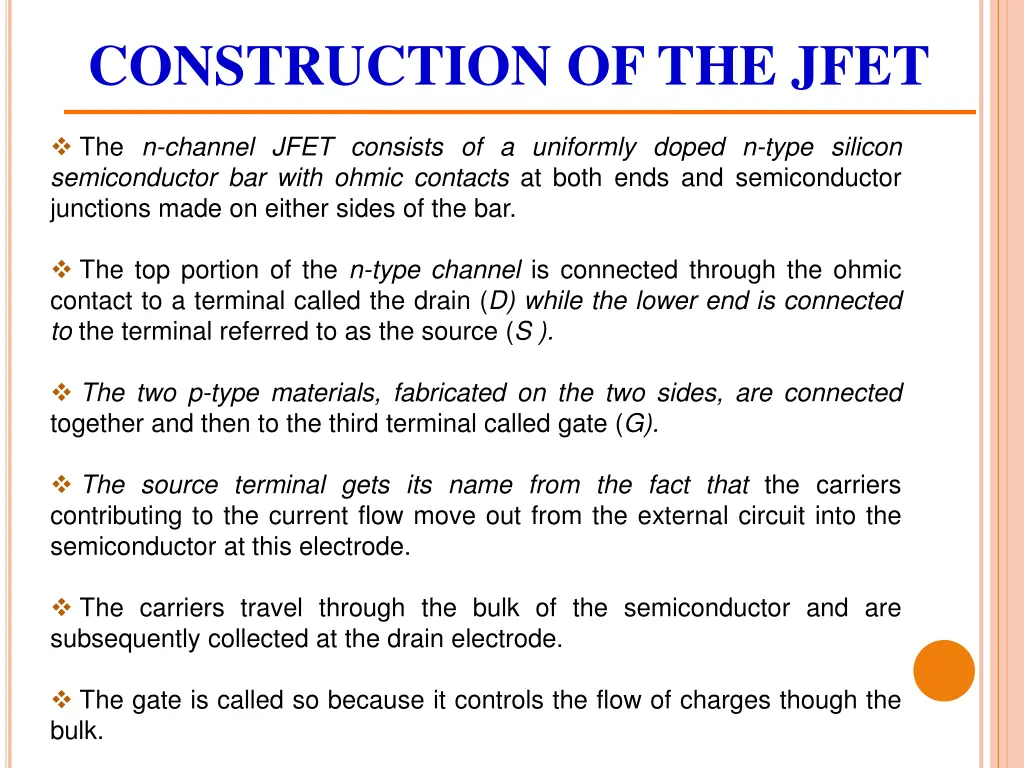 construction of the jfet 1