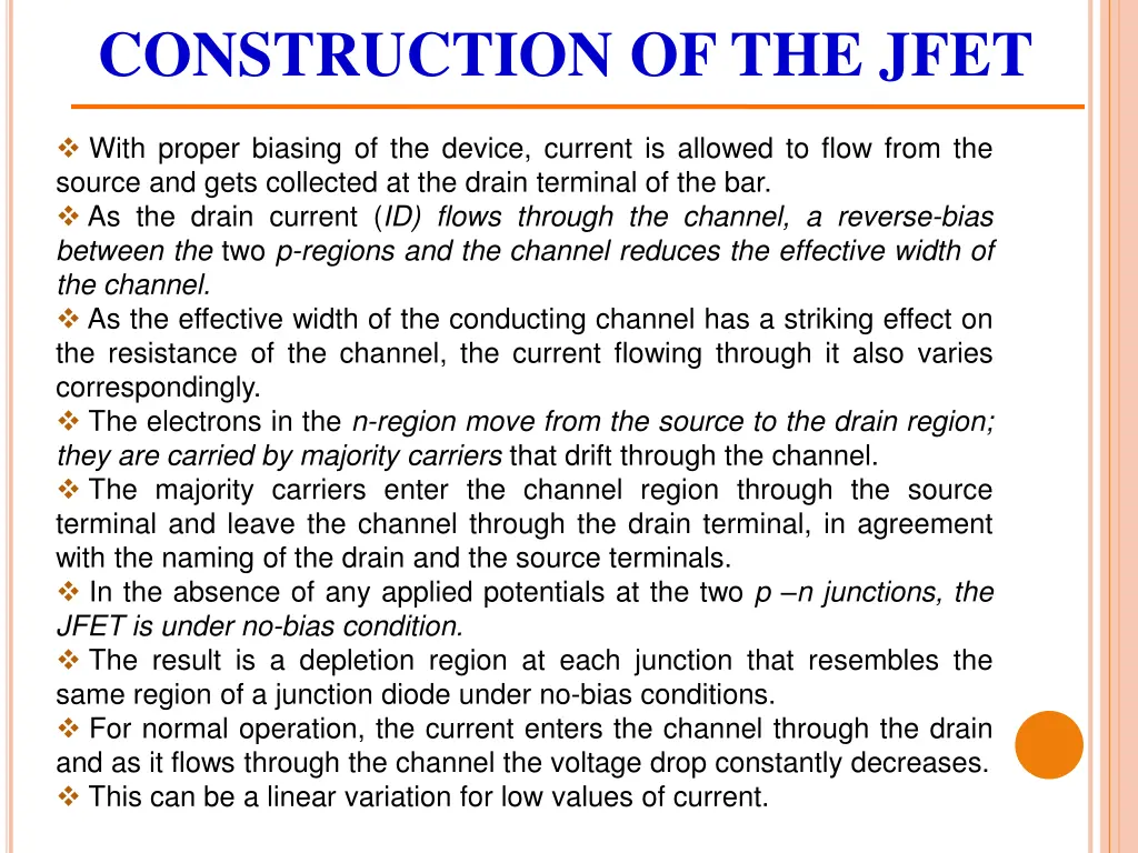 construction of the jfet 2