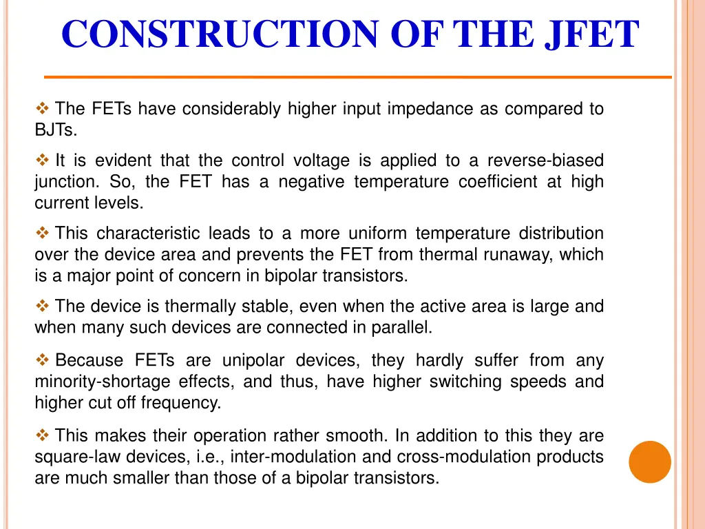 construction of the jfet 3