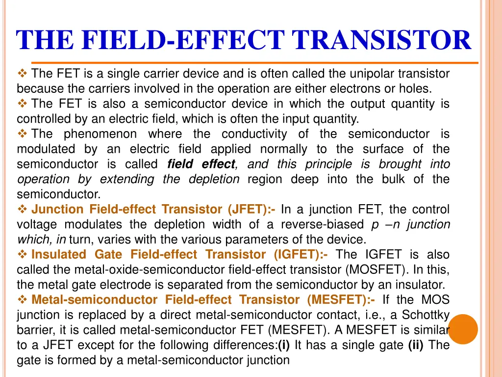 the field effect transistor