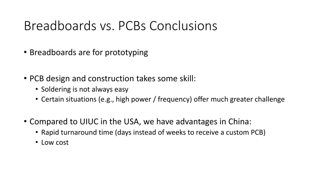 breadboards vs pcbs conclusions