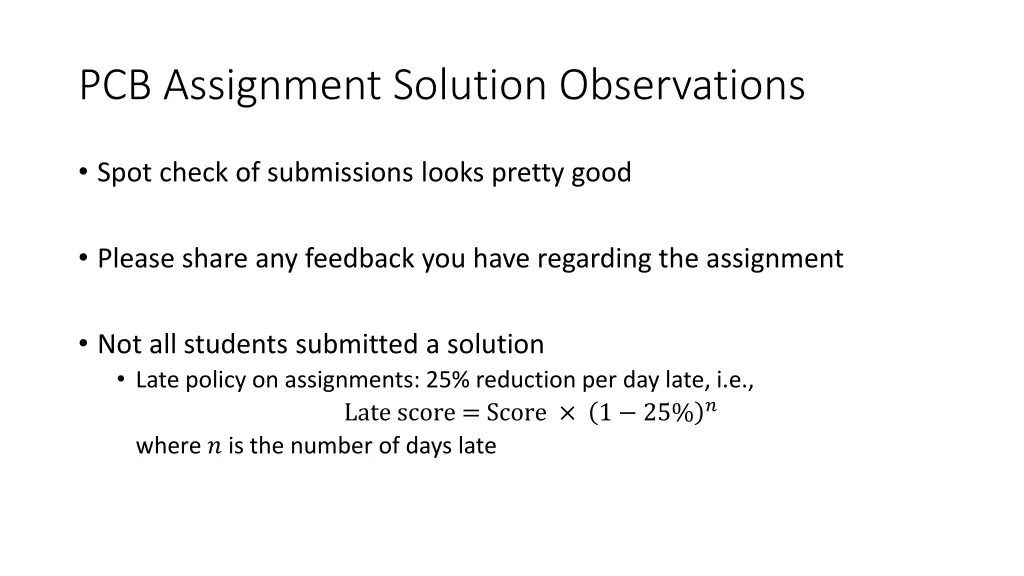 pcb assignment solution observations