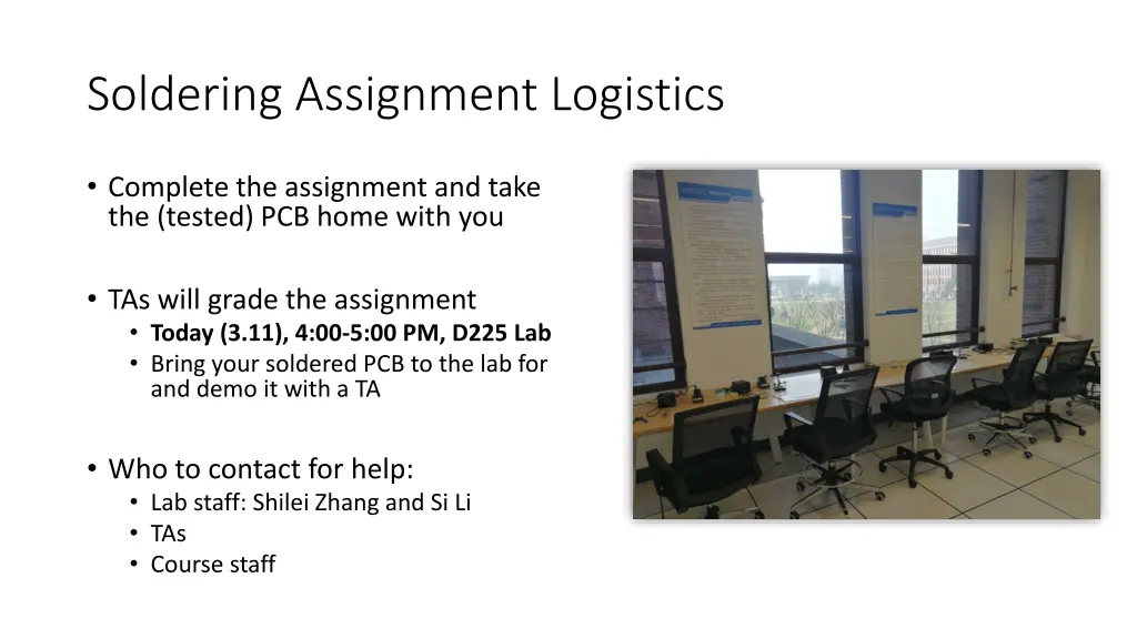 soldering assignment logistics 1