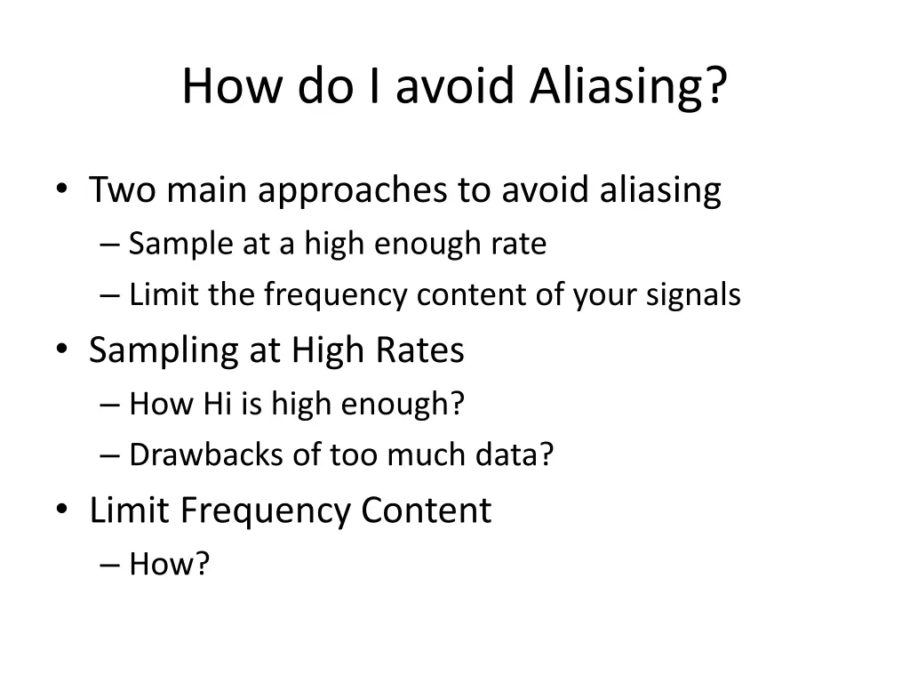 how do i avoid aliasing