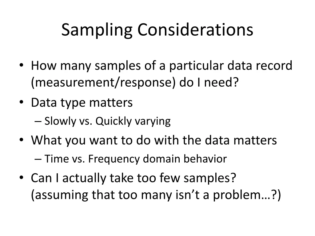 sampling considerations