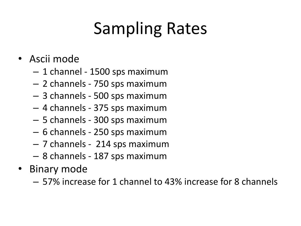 sampling rates