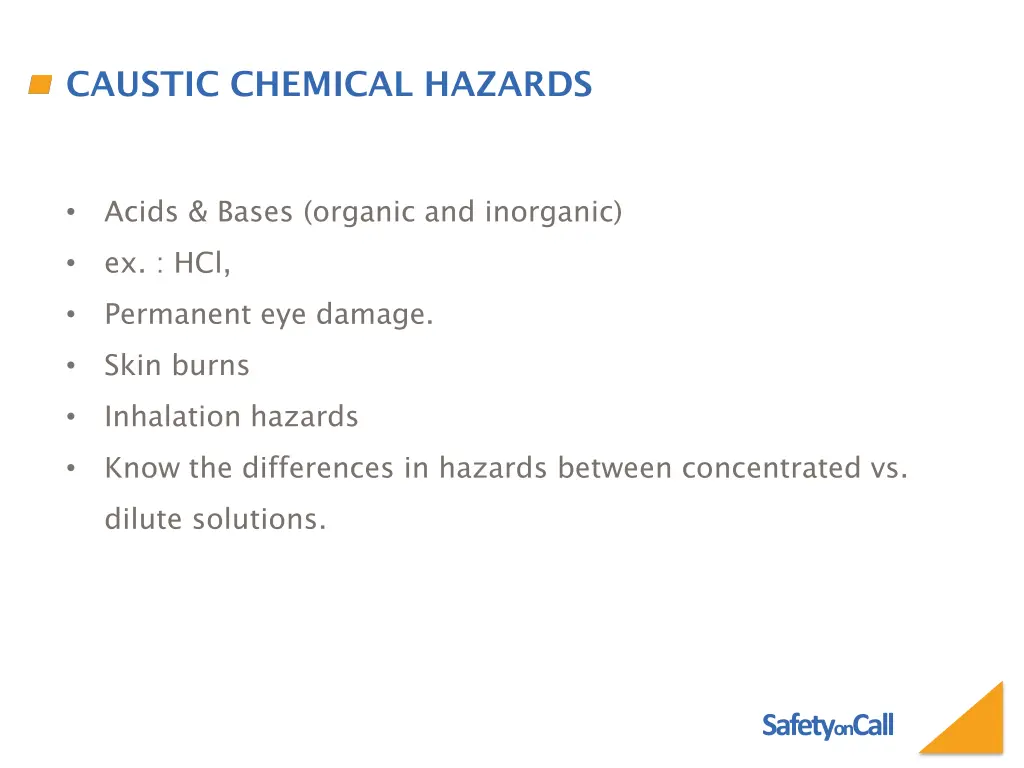 caustic chemical hazards