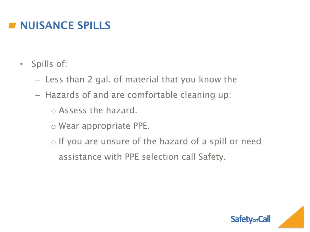 nuisance spills