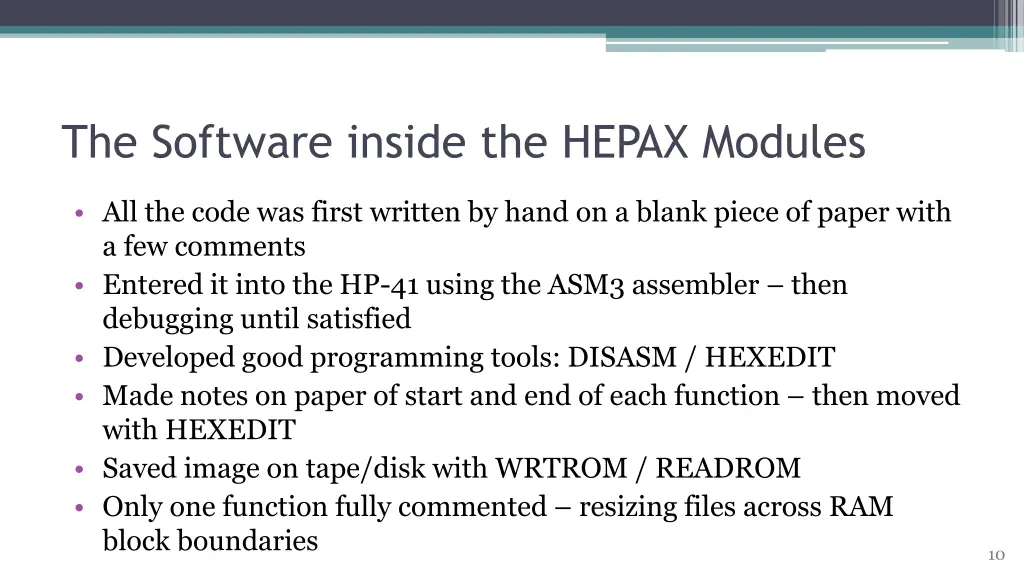 the software inside the hepax modules 1