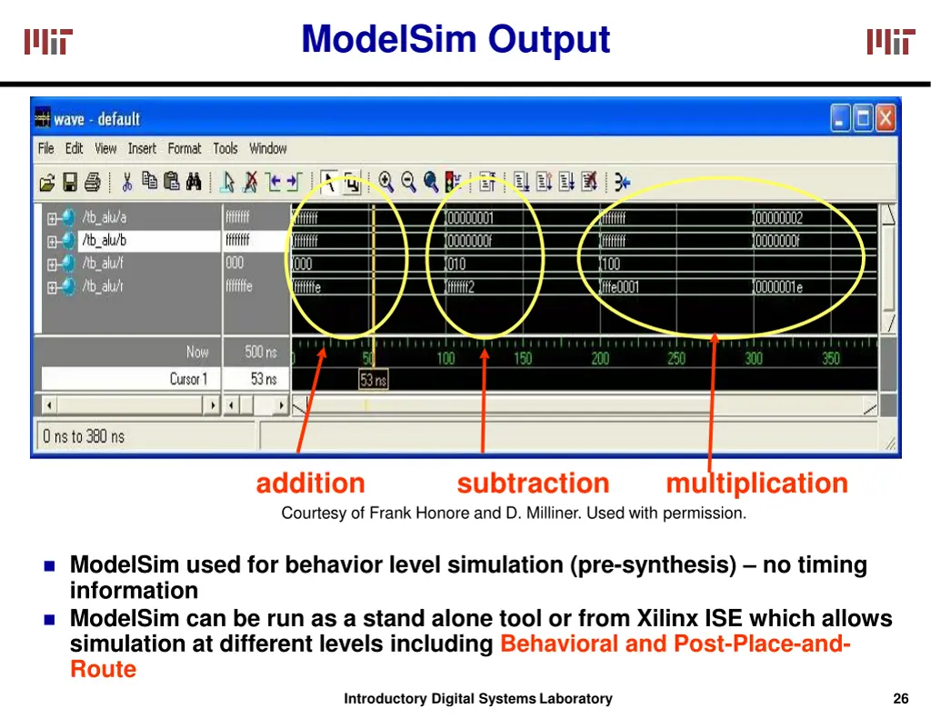 modelsim output
