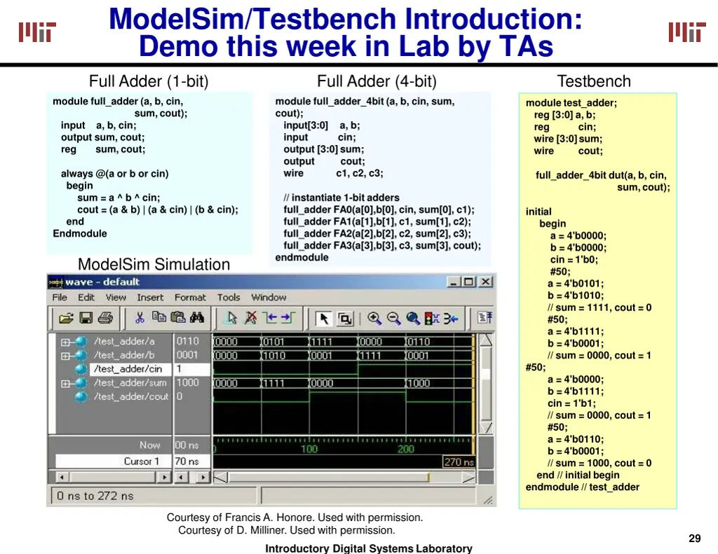 modelsim testbench introduction demo this week