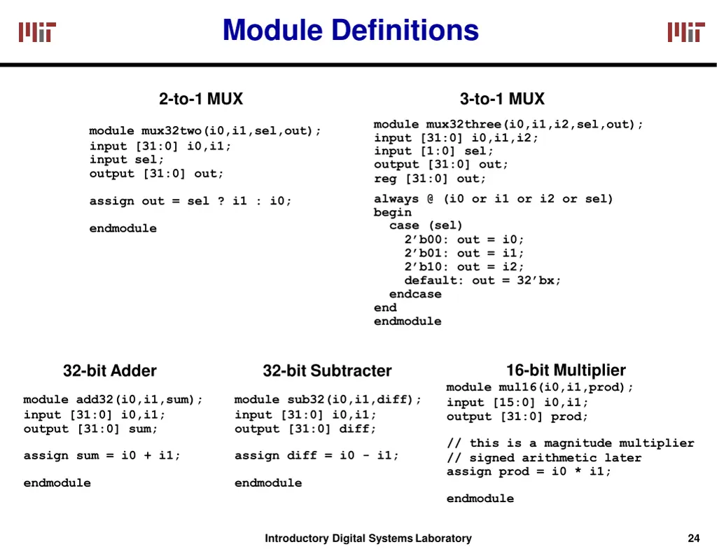 module definitions