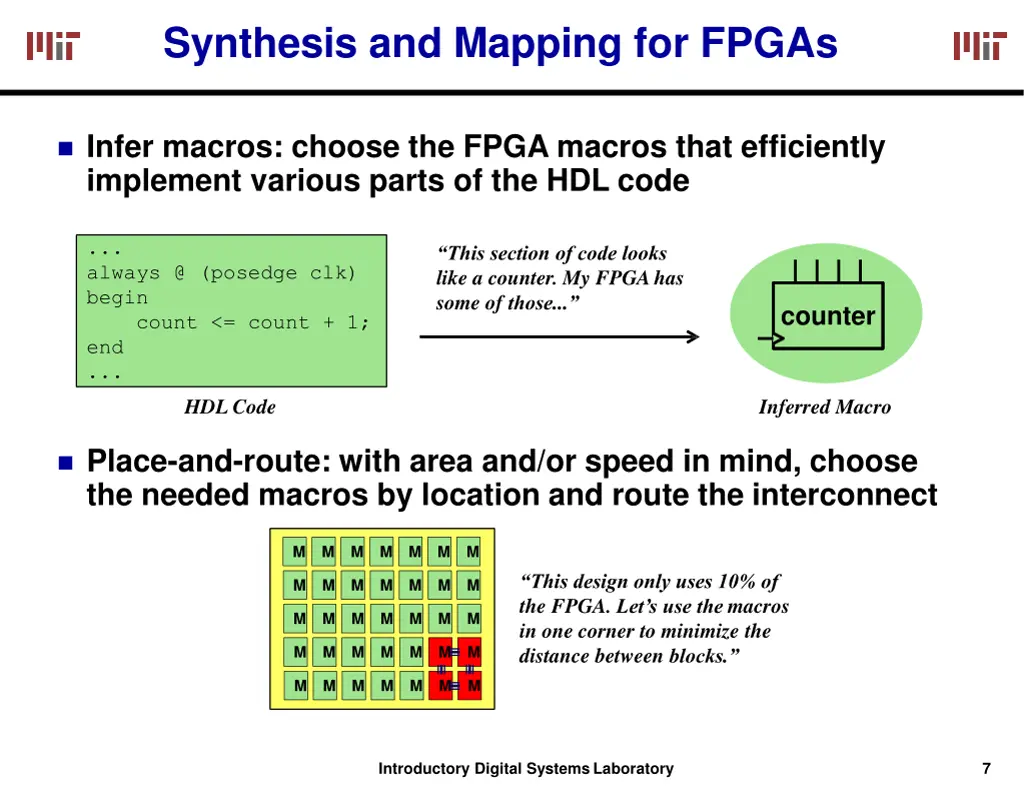 synthesis and mapping for fpgas
