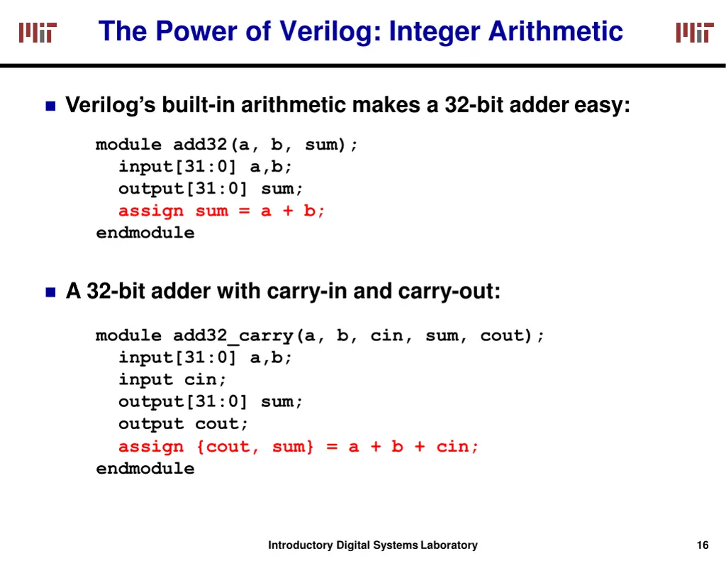 the power of verilog integer arithmetic