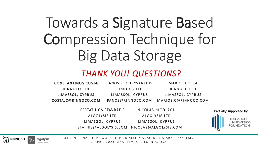 towards a si signature ba co compression 1