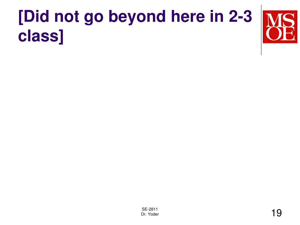 did not go beyond here in 2 3 class