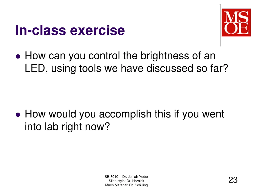 in class exercise