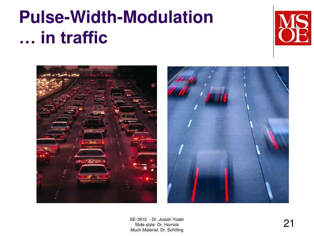 pulse width modulation in traffic