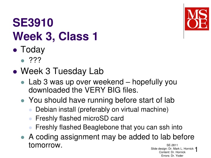 se3910 week 3 class 1 today week 3 tuesday