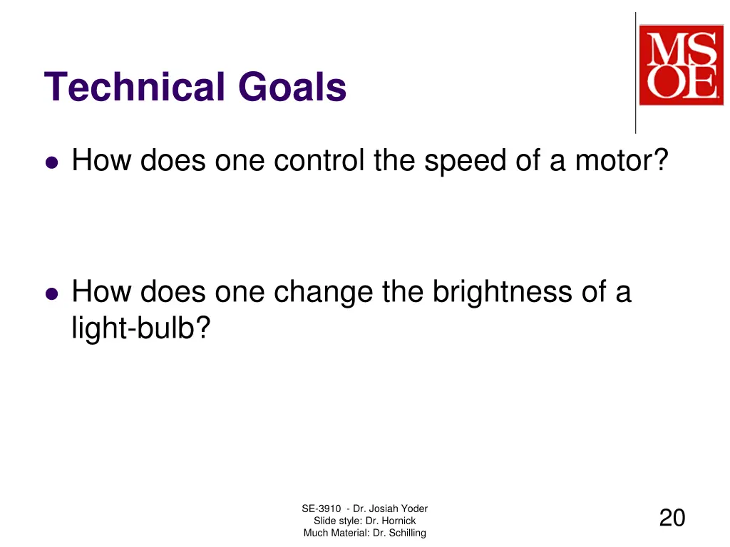 technical goals