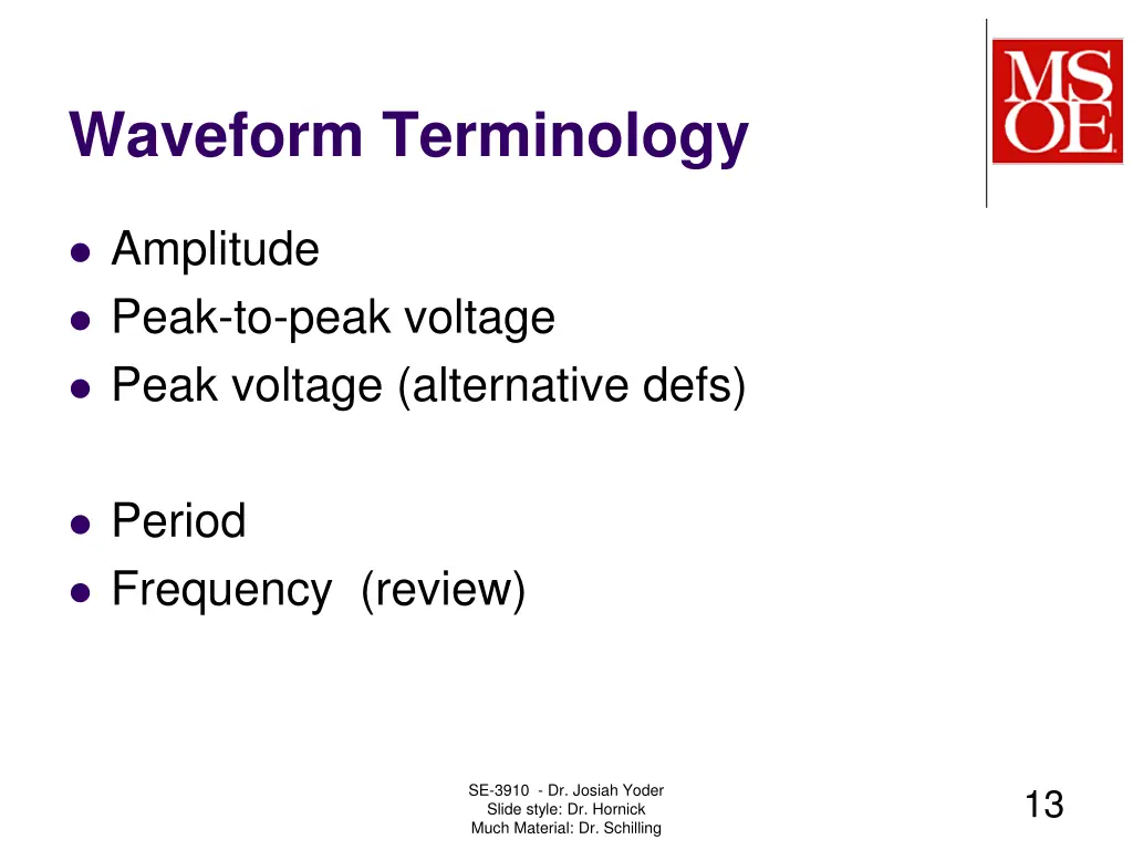 waveform terminology