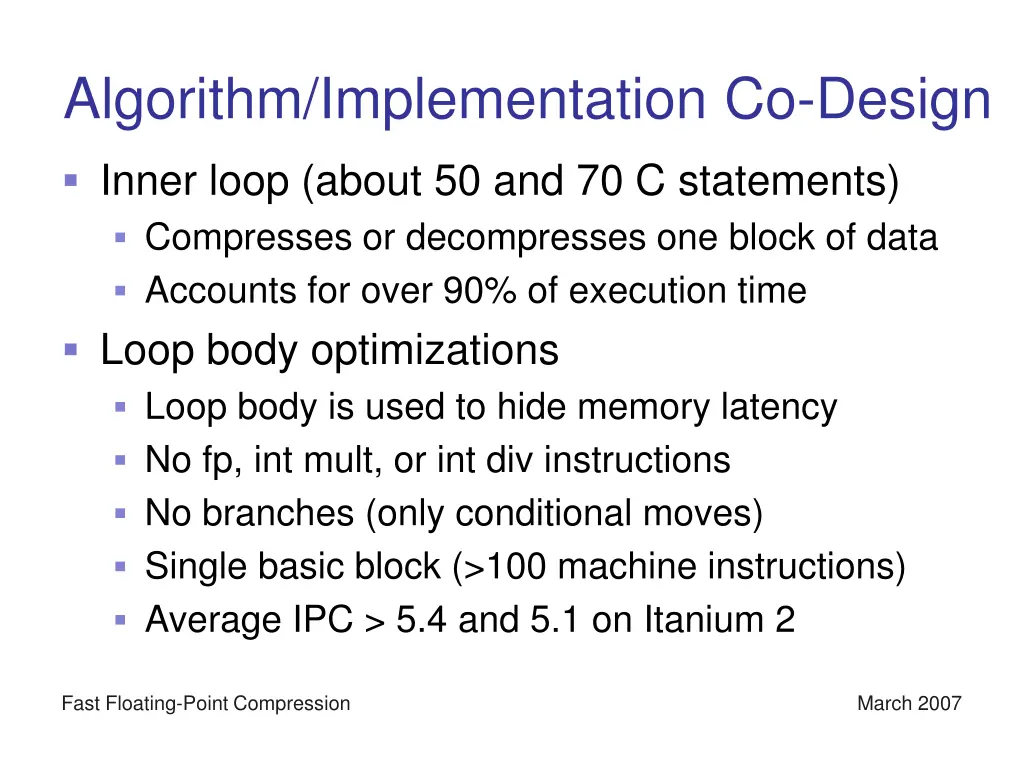 algorithm implementation co design