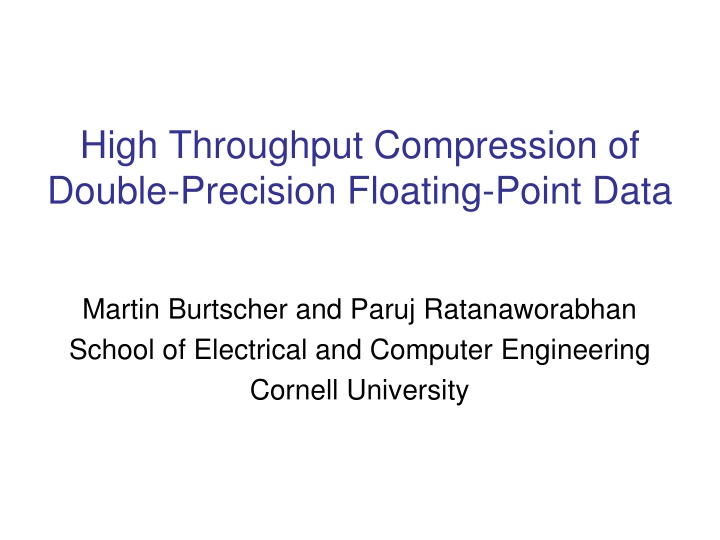 high throughput compression of double precision