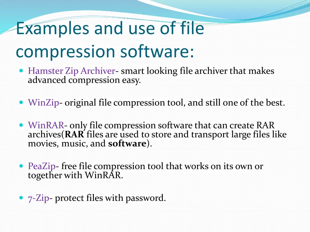 examples and use of file compression software