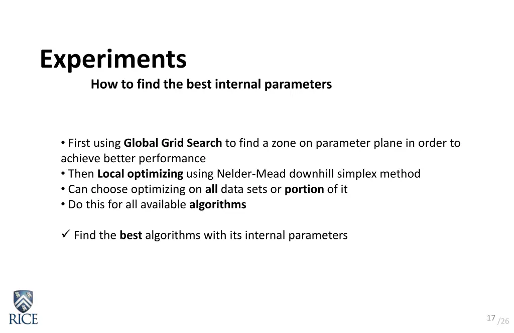 experiments how to find the best internal