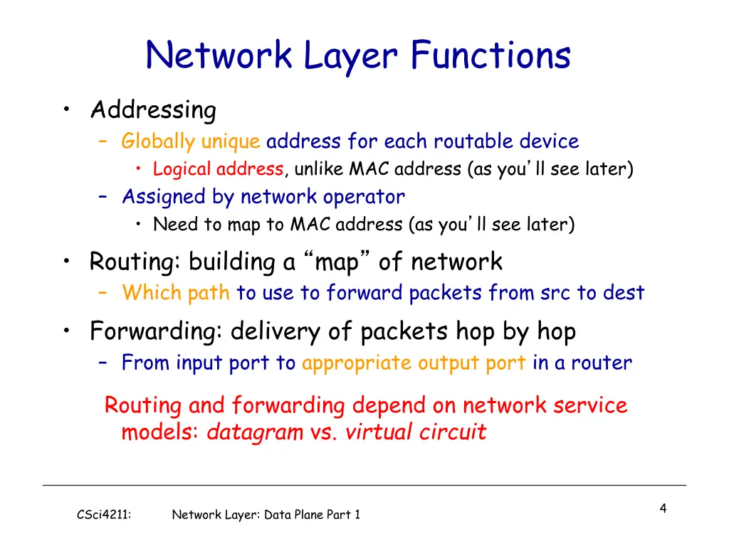 network layer functions